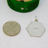 Sterling Silver Patterned Hexagonal St Christopher Pendant Vintage c1970