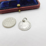 Sterling Silver Authentic Threepence Coin Charm Pendant Victorian 1881