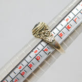 Sterling Silver Enamel Yin & Yan Patterned Ring Vintage c1970 Size O