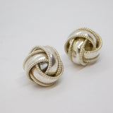 Pair of Sterling Silver Knot Ball Patterned Stud Earrings Vintage c1970