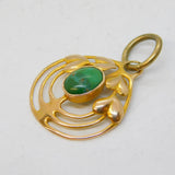 Murrle Bennett Arts & Crafts 9ct Gold & Turquoise Floral Pendant Antique