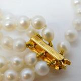 J. Köhle 9ct Gold & Cultured Pearl Triple Strand Necklace Vintage c1960s