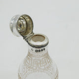 Victorian Sterling Silver Tooped Etched Glass Cayenne Pepper Pot Antique 1875