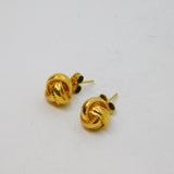 Pair of Gold On Sterling Silver Knot Ball Stud Earrings Vintage c1970