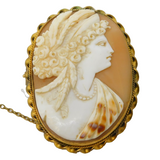 19th Century Pinchbeck Mounted Carved Shell Cameo Brooch Antique c1860