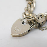Sterling Silver Chunky Curb Link Heart Lock Chain Bracelet Vintage Birmingham