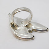 Sterling Silver Large Floral Statement Spray Ring Vintage c1990