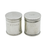 Victorian Pair of Sterling Silver Travelling Salt & Mustard Pot Antique London