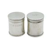 Victorian Pair of Sterling Silver Travelling Salt & Mustard Pot Antique London
