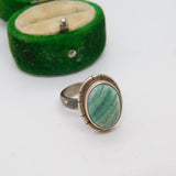 Sterling Silver Malachite Cabochon Ring Vintage c1970 Size K UK