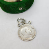 Sterling Silver King Edward VII Threepence Coin Charm Pendant Antique 1902