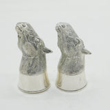 Pair of Silver Plated Novelty Horse Head Salt & Pepper Shakers Vintage c1990s