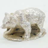 Edwardian Cast Sterling Silver Grizzly Bear Place Setting Antique 1909 London