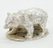 Edwardian Cast Sterling Silver Grizzly Bear Place Setting Antique 1909 London