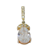 Sterling Silver Paste Set Peardrop Moving Drop Charm Pendant Vintage c1970