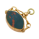 Edwardian 9ct Gold, Bloodstone & Carnelian Spinner Fob Pendant Antique c1910