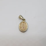 Sterling Silver Blue & White Shell Oval Charm Pendant Vintage c1970