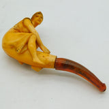 19th Century Meerschaum & Block Amber Sitting Lady Smoking Pipe Antique AF