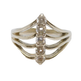 Sterling Silver Multi-Strand CZ Set Dress Ring Vintage c1970 Size K