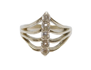 Sterling Silver Multi-Strand CZ Set Dress Ring Vintage c1970 Size K