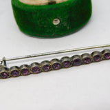 Sterling Silver & Amethyst Paste Set Bar Brooch Antique c1920 Art Deco