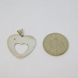 Sterling Silver Single Diamond Set Open Heart Charm Pendant Vintage c1970