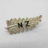 New Zealand Sterling Silver Enamel Fern Leaf Brooch Antique c1920 Art Deco
