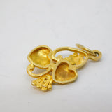 10ct Yellow & Rose Gold, Diamond Set Vine Pattern Drop Pendant Vintage c1970