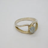Sterling Silver Pale Blue Topaz Set Open Band Studio Ring Vintage c1970 Size L