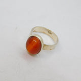 Sterling Silver Cabochon Carnelian Agate Studio Ring Vintage c1970 Size O 1/2
