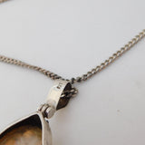 Large Sterling Silver Mounted Conch Shell Pendant Necklace Vintage c1980