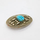 Silver Plated Egyptian Scarab Beetle Form Souvenir Brooch Antique c1930