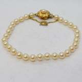 Sterling Silver Gilt & Cultured Pearl Set Floral Bracelet Vintage c1970s
