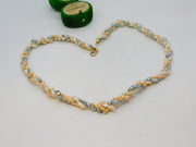 9ct Yellow Gold & Simulated Pearl Twisted Pattern Necklace Vintage c1980