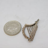 Sterling Silver Musical Harp Charm Pendant Vintage c1970