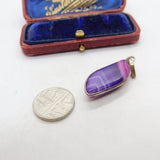 Sterling Silver and Purple Agate Charm Pendant Vintage c1970