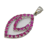Sterling Silver & Natural Ruby Set Drop Pendant Vintage c1990s