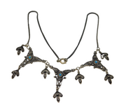 Sterling Silver Filigree Form Turquoise Set Dress Necklace Vintage c1970
