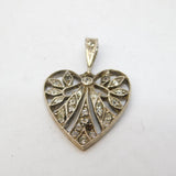 19th Century Sterling Silver Paste Set Heart Drop Pendant Antique c1890s