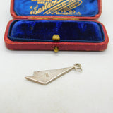 Sterling Silver Modernist Form Mother Of Pearl Drop Pendant Vintage c1970