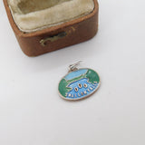 Sterling Silver Enamel Swallow Falls Charm Pendant Vintage c1970