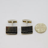 Pair Of Sterling Silver Resin Chequerboard Pattern Cufflinks Vintage c1990