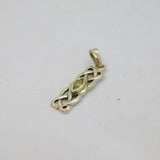 Sterling Silver Celtic Pattern Peridot Rectangular Drop Pendant Vintage c1970