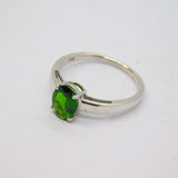 Sterling Silver Oval Green Tourmaline Solitaire Ring Vintage c1970 Size M 1/2