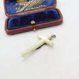 Sterling Silver Mounted Mother of Pearl Corpus Christi Pendant c1930 Antique