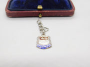 Sterling Silver & Enamel Canterbury Shield Charm Pendant Vintage c1970