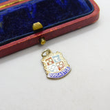 Sterling Silver and Enamel Boscastle Travel Shield Charm Pendant Vintage c1970