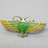 Edwardian Charles Horner Sterling Silver Enamel Egyptian Scarab Brooch Antique