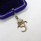 Sterling Silver Shell Set Arabic Charm Pendant Vintage c1970