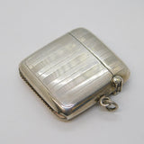 Edwardian Sterling Silver Lined Pattern Vesta Case Antique 1909 Chester
